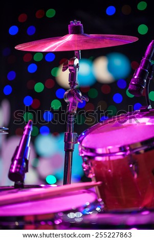 Drum Kit on the stage, shallow depth of field