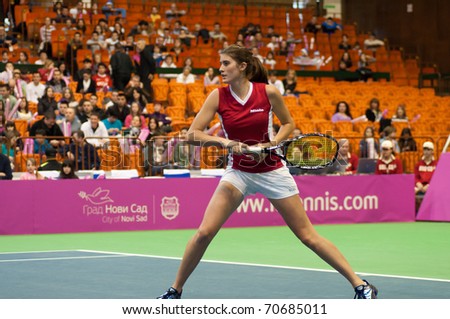 NOVI SAD, SERBIA - FEB 6 : Canada tennis player Rebecca Marino during her Fed Cup, 2011 World Group II singles match vs. Bojana Jovanovski, February 6, 2011 in Novi Sad, Serbia