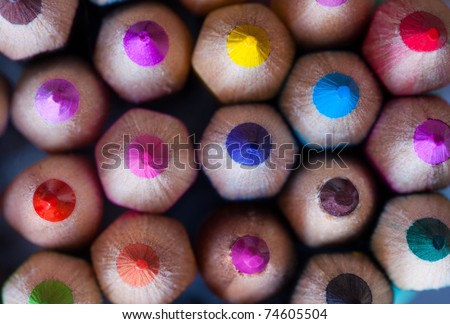 close-up picture of multicolor crayon pencils - background