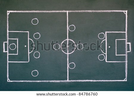 image of soccer field on the school chalkboard to drawing strategy; 4 4 2 diamond formations