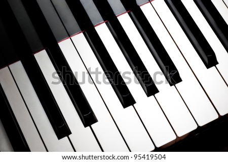 Top view of one octave section of piano keyboard