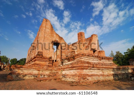 temple ancient images taken in large measure Chai Mongkol Ayutthaya,Thailand