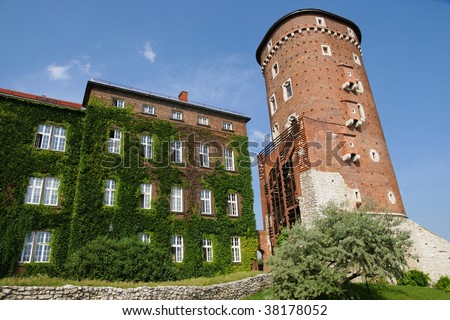 Tower in Wawel hill in Krakow from Poland