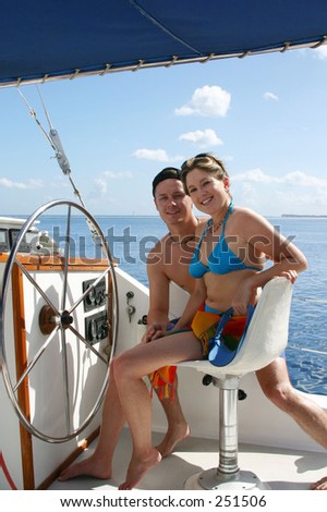 Honeymoon couple sailing