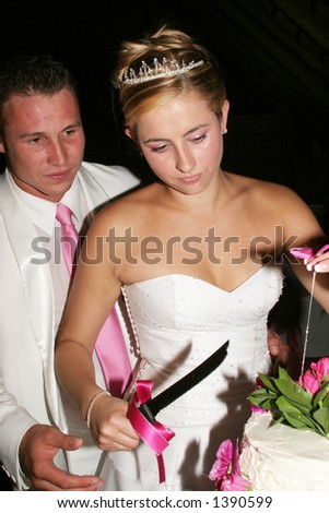 Young bride on her wedding day with her husband