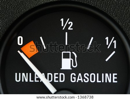 Gas gauge on empty with orange low fuel indicator