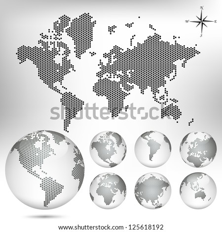 Vector dotted Map and Globe of the World EPS10 Vector dotted Map and Globe of the World EPS10