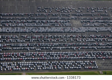 stock photo An aerial view of a new car parking area
