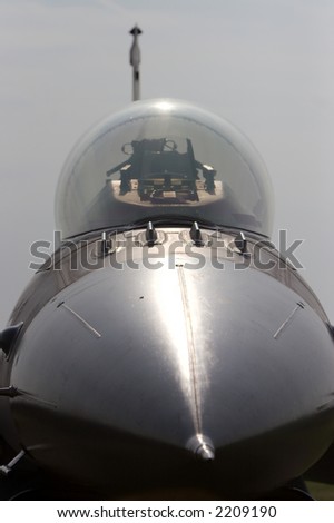 Frontal shot of a military fighter/bomber