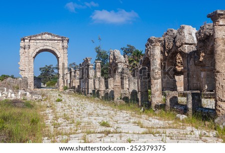 Ruins of ancient Roman Triumphal Arch, Tyre, Lebanon