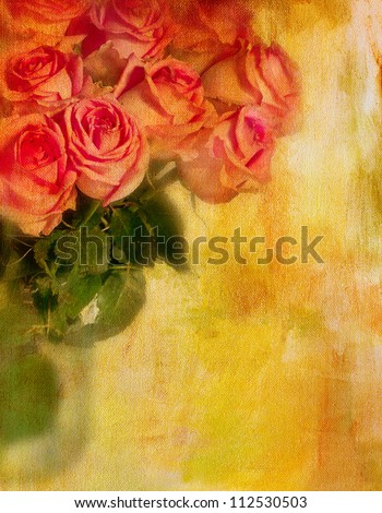 Roses in sunshine. Textured Photo