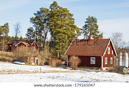 House in wintertime.. Houses and environment in Sweden.