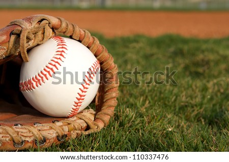 Baseball in a Glove with room for copy