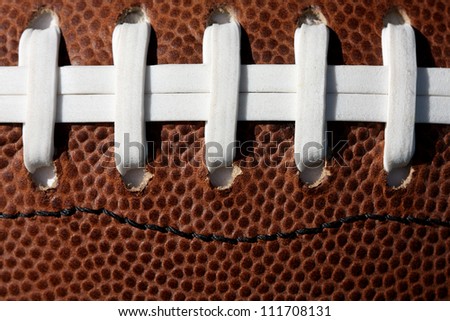 American Football Laces Up Close and Detail