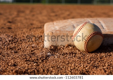 Baseball near First Base with room for copy