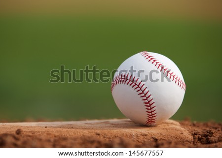 Baseball Close Up on the Pitchers Mound with room for copy