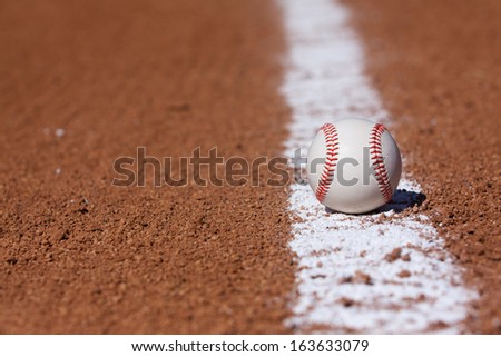Baseball on the Infield Chalk Line with room for copy