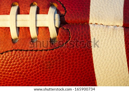 American Football Texture and Laces Detail Close Up for Sports Background