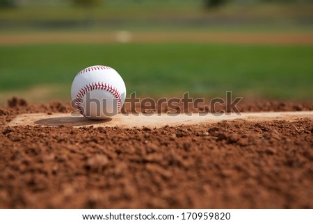 Baseball on the Pitchers Mound Close Up with room for copy