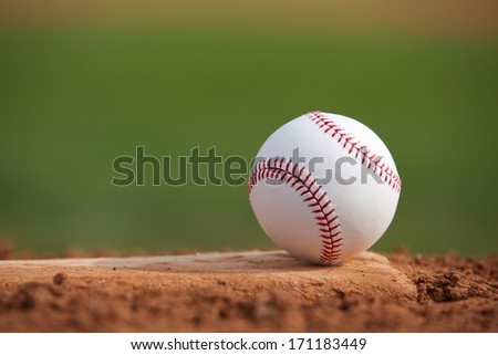 Baseball on the Pitchers Mound Close Up with room for copy