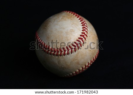 Worn Baseball with no logos on Black Background