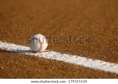 Baseball on the Infield Chalk Line with room for copy
