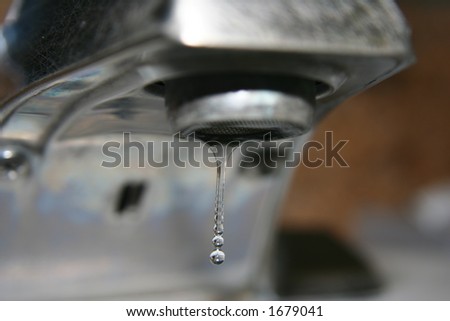Thin water drip from a faucet