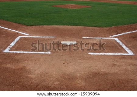 Batters box with the pitchers mound in the background, sports background