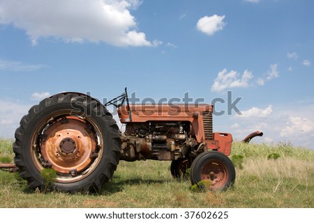 Vintage tractor in a field
