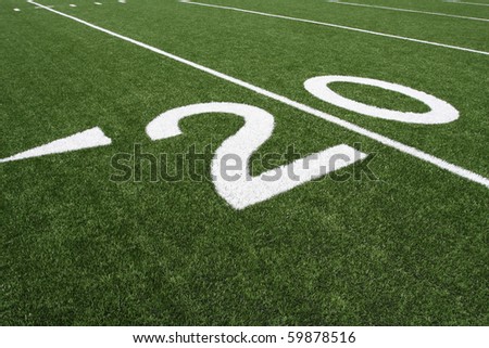 American Football Field Twenty Yard Line with new turf