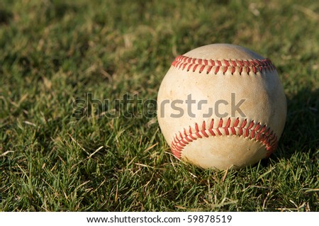 Baseball on the Outfield Grass with room for copy