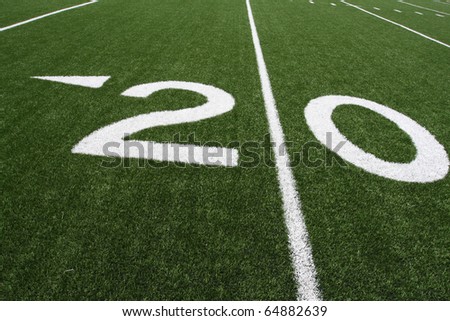 Twenty Yard Line of an American Football Field angled for effect
