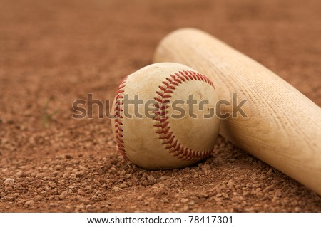 Baseball & Bat on the Infield dirt with room for copy