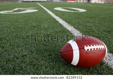 American Football with the Fifty Yard Line Beyond