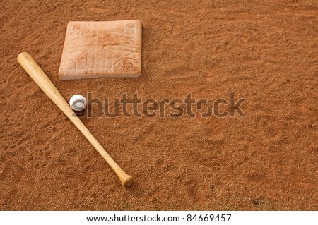 Baseball & Bat in the Infield Dirt with room for copy