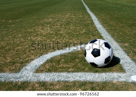 Soccer Ball set up for a Corner Kick