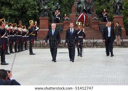 BUENOS AIRES, ARGENTINA - APRIL 14: The president of Russia Dmitry Medvedev during official visit to Argentina on April 14, 2010 in Buenos Aires, Argentina.