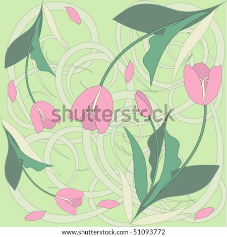 Colorful vector patterns and design ornaments collection. Spring flowers, tulips.