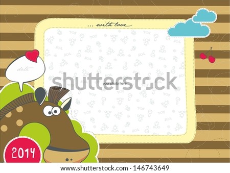 Photo frame with animals. Horse.