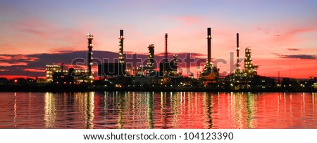 Refinery plant area at twilight Panorama