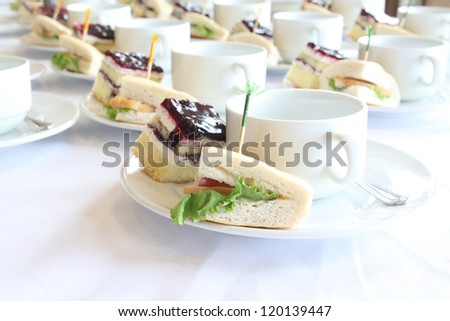 Sandwich and coffee cup