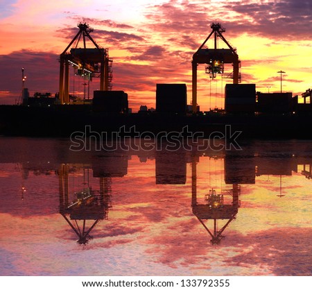 container cargo shipping at morning twilight