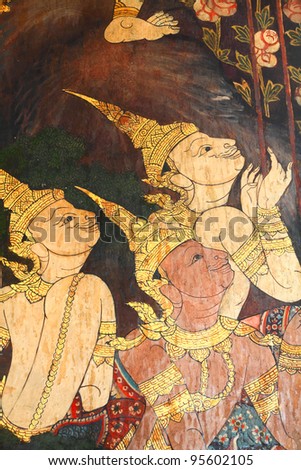 Buddhist art paint style in public of thailand