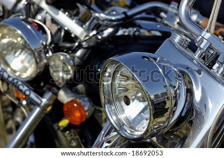 The front of motorcycle with light.