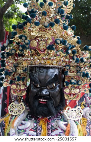 Black face spirit displays in religious festival, Taiwan.