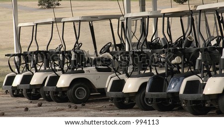 Electric golf carts charging and ready to use