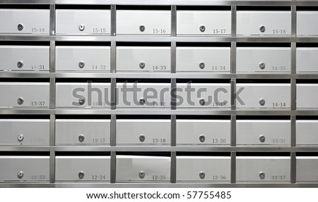 metallic mailbox array tidy inside apartment houses