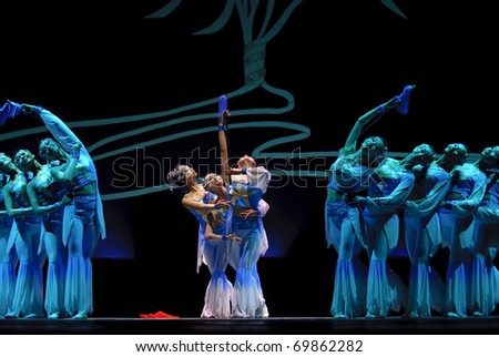 CHENGDU CHINA - DEC 10:Haizheng Art Troupe performs group dance \