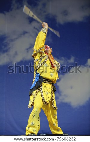 CHENGDU - JULY 23: Chinese opera actor performs traditional drama onstage at Arts Academy theater of Sichuan Jul 23, 2010 in Chengdu, China.