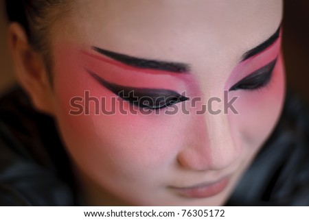 CHENGDU, CHINA - DEC 15: A Chinese opera actress is painting her face backstage at JingJiang theater on Dec 15, 2007 in Chengdu,China.